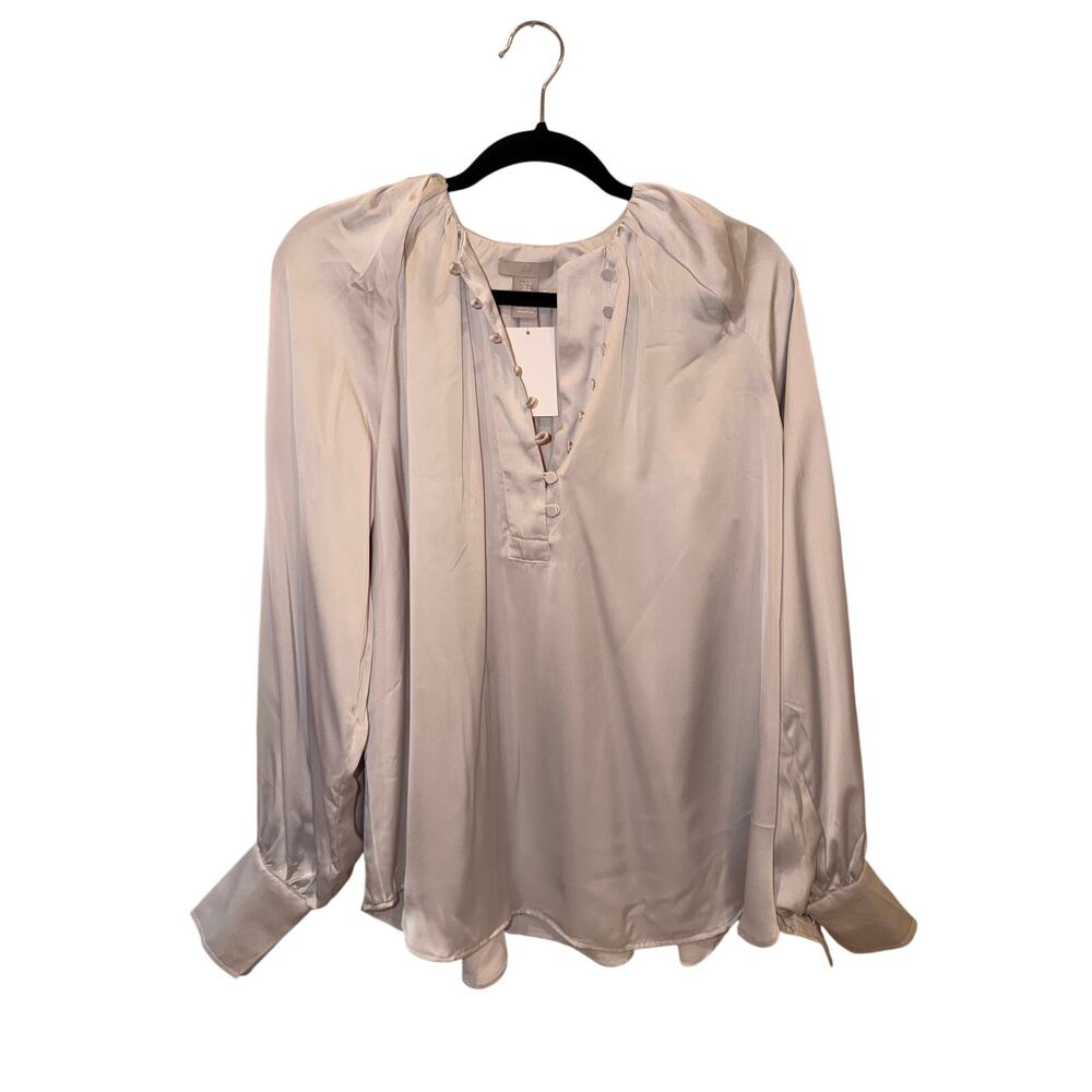 H&M Light Gray Silky Long Sleeve Top NWT